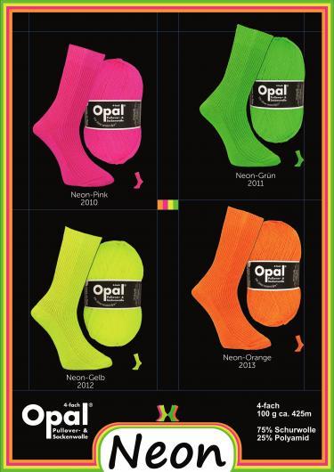 Opal UNI NEON 4-nitka ponožková příze č. 2011 Neon-Grün (neon zelená)