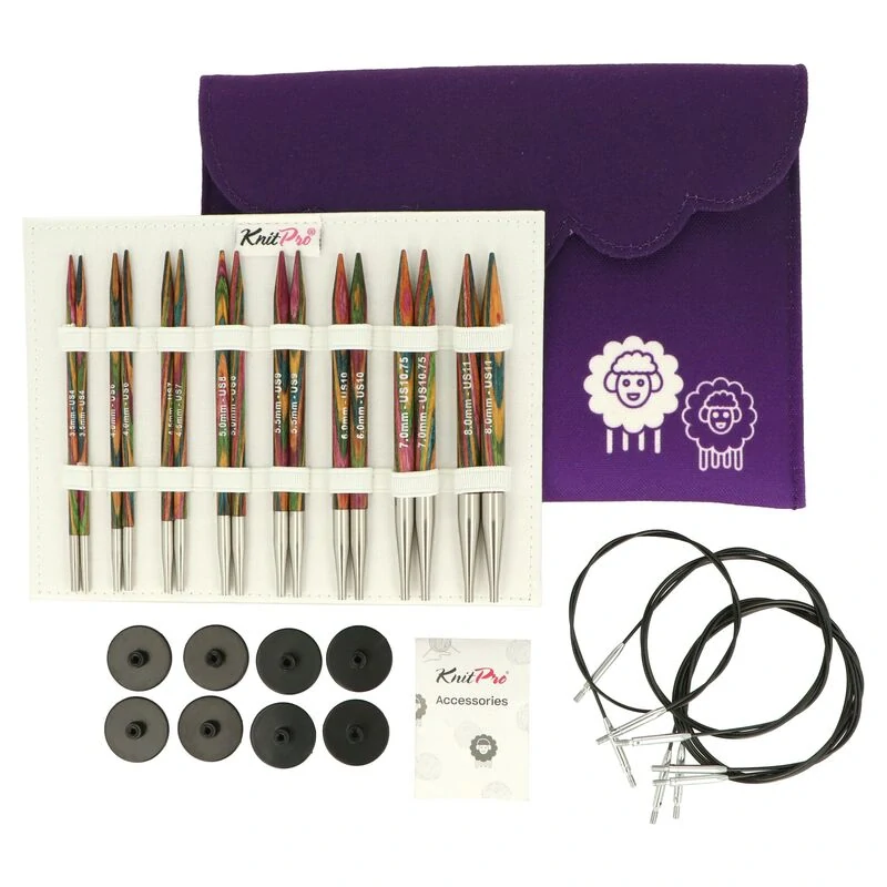 Sada dřevěných výměnných šroubovacích jehlic KnitPro Symfonie Deluxe set, délka jehlic 13cm