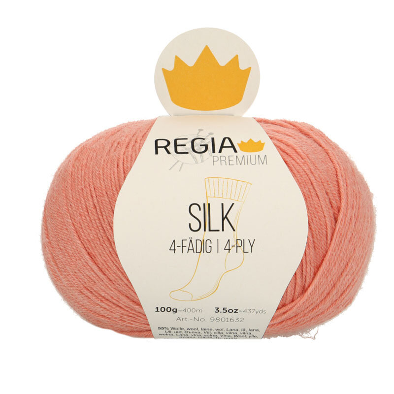Regia Premium Silk č. 00032 apricot (meruňka), 4-nitka, 100gr. (s hedvábím)