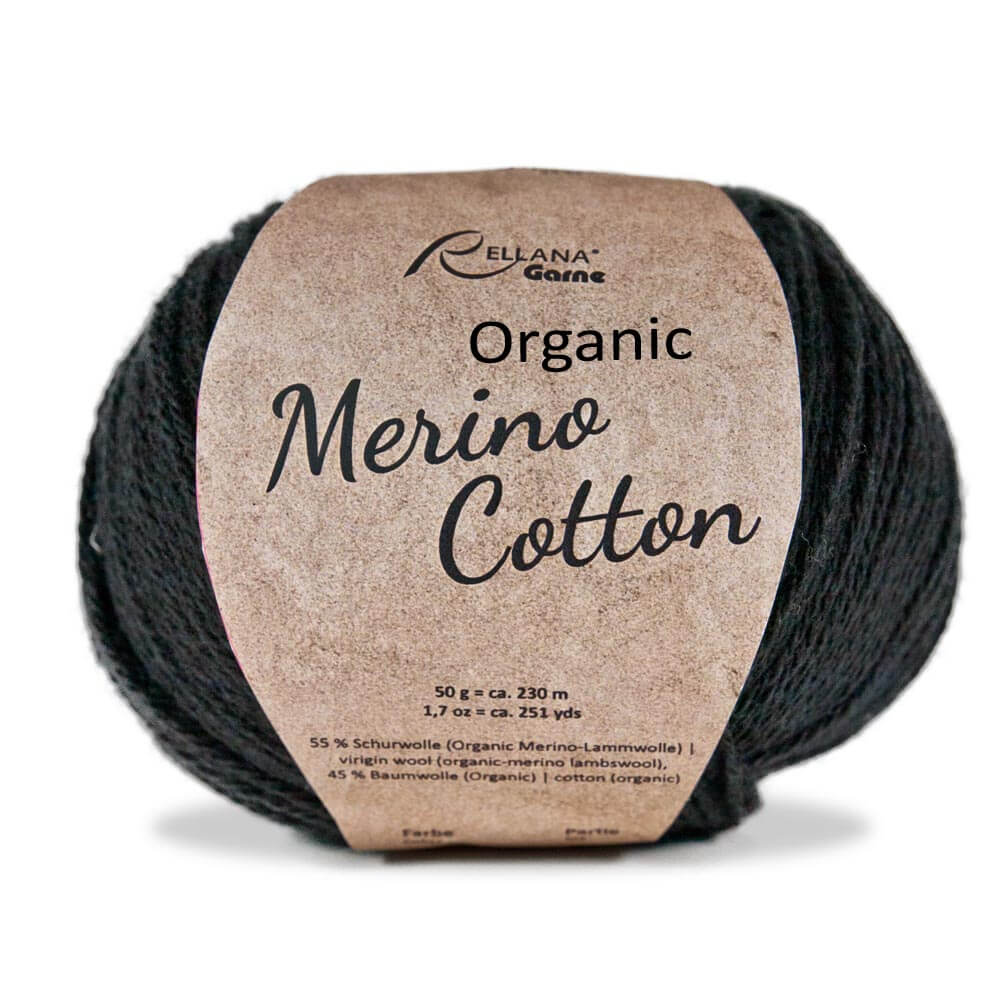 Rellana Garne Organic Merino Cotton č. 102 schwarz
