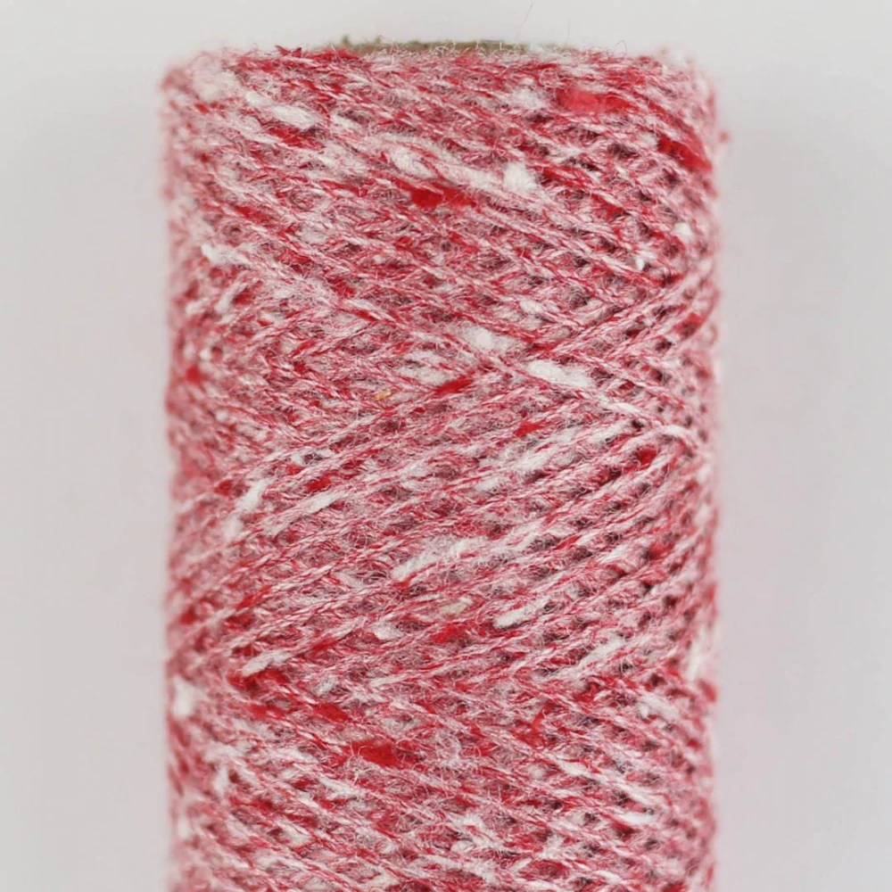BC GARN Tussah Tweed 50g / 250m, tussahové hedvábí, barva č. 048 red-white-mix bobbin (červeno-bílá)