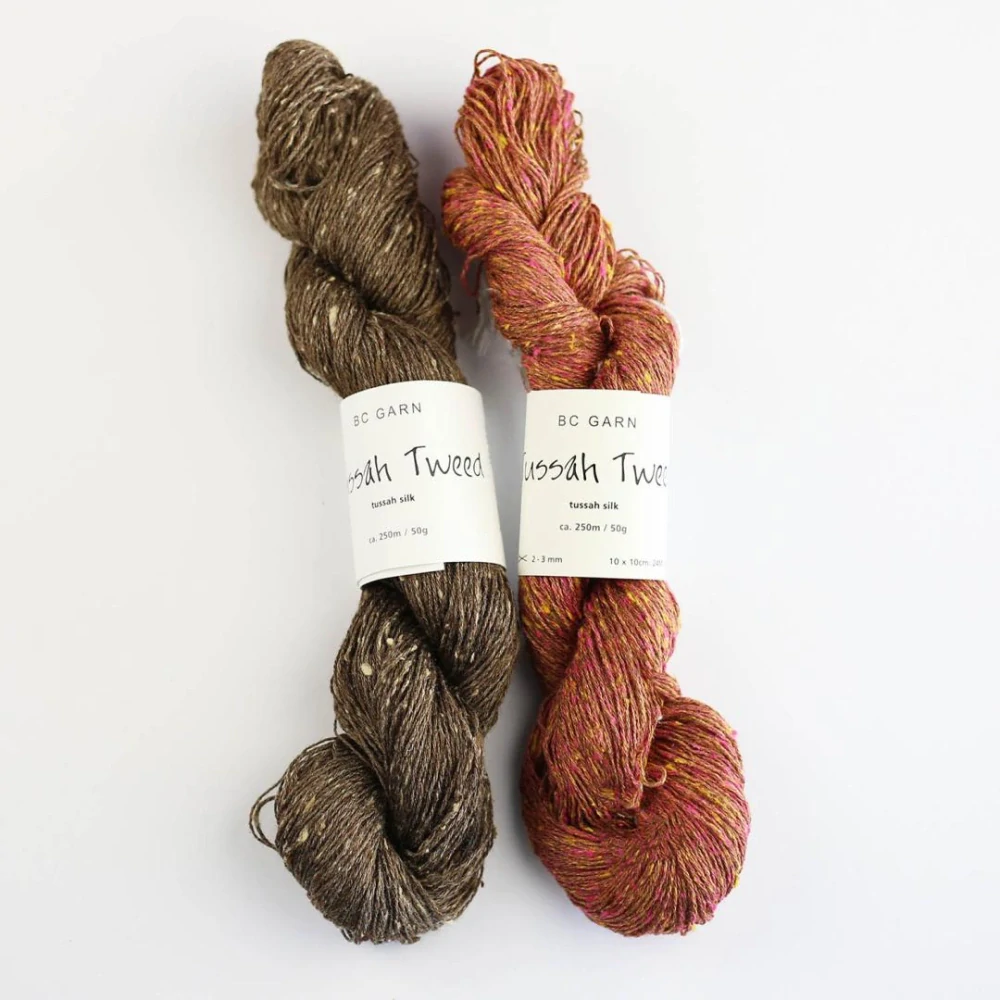 BC GARN Tussah Tweed 50g / 250m, tussahové hedvábí, barva č. 011 brown-earth- mix