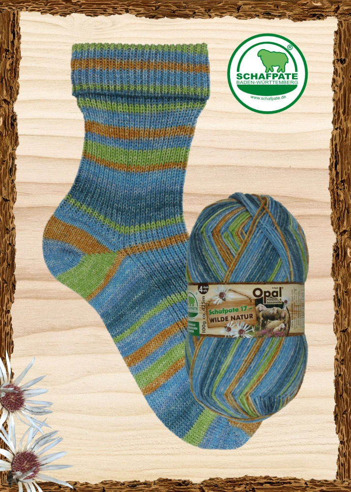 Opal Schafpate 17 wilde Natur 4-nitka, ponožková příze č. 11591 ungezähmte Flüsse 