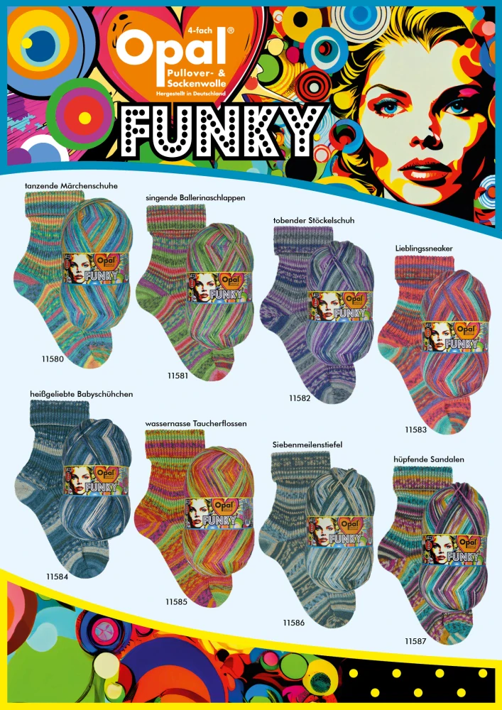 Opal Funky 4-nitka ponožková příze č. 11584 heißgeliebte Babyschühchen 