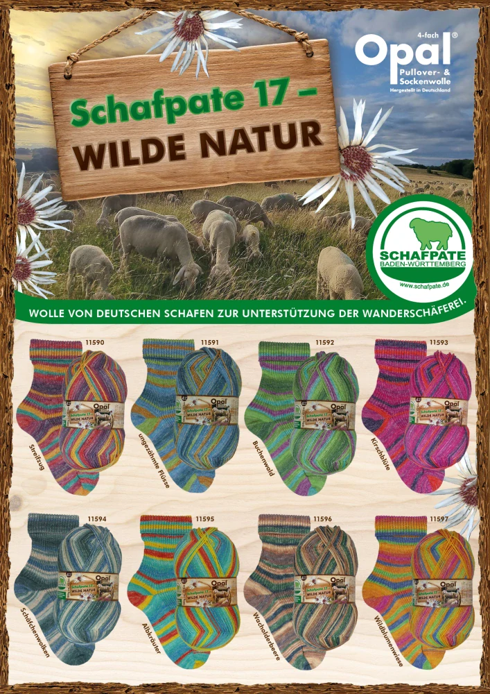 Opal Schafpate 17 wilde Natur 4-nitka, ponožková příze č. 11591 ungezähmte Flüsse 