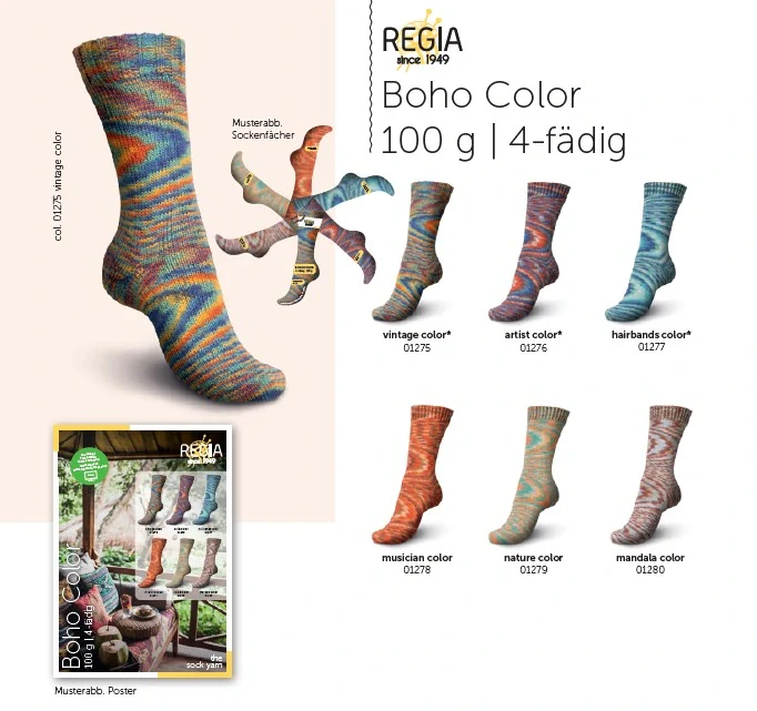 Regia Boho Color 4-nitka, ponožková příze č. 01280
