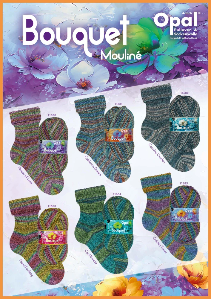 Opal Opal Bouquet Mouliné: California Dream 4-nitka ponožková příze č. 11681