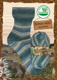Opal Schafpate 17 wilde Natur 4-nitka, ponožková příze č. 11594 Schäfchenwolken